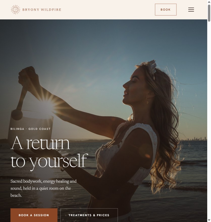 The rebuilt Bryony Wildfire website homepage